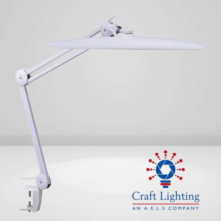 Craft Lighting Neptune - Task Lamp With Dimmer WHITE (G-Clamp Style)