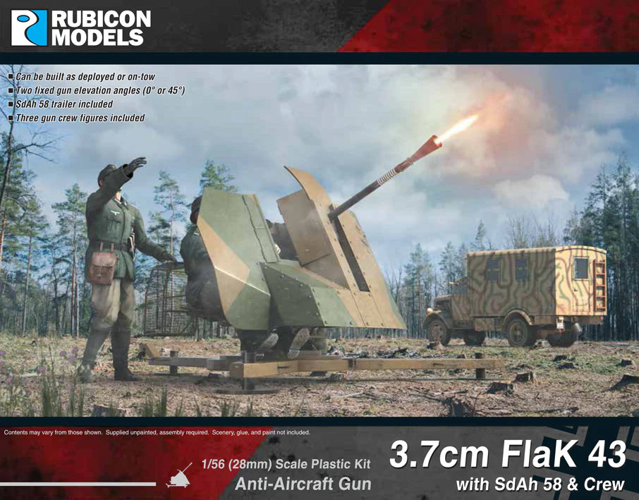 Rubicon Models 1/56 280074 - 3.7cm Flak43 with SdAh 58 Trailer & Crew