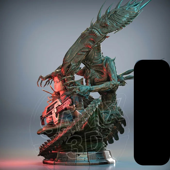 Ninja Printz - 1:10 Ellen Ripley vs Xenomorph Queen Fan Art Vignette ...