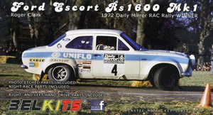 Belkits 1/24 Ford Escort RS1600 Mk1 RAC 1972 Roger Clark Rally Car BEL007