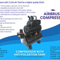 Badger Airbrush Compressor with 3ltr Tank BA1100