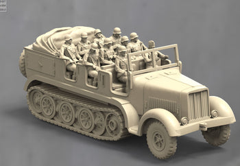Ninja Printz - 1:72 German WWII Sd.Kfz.7 Half-Track Vehicle w/10 Crew Figures