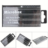 Microbox HSS Twist Drill Bits 0.3mm - 1.6mm (20 Pieces)
