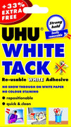 UHU White Tack - Sticky Reusable Adhesive Putty 50g + 33g FREE