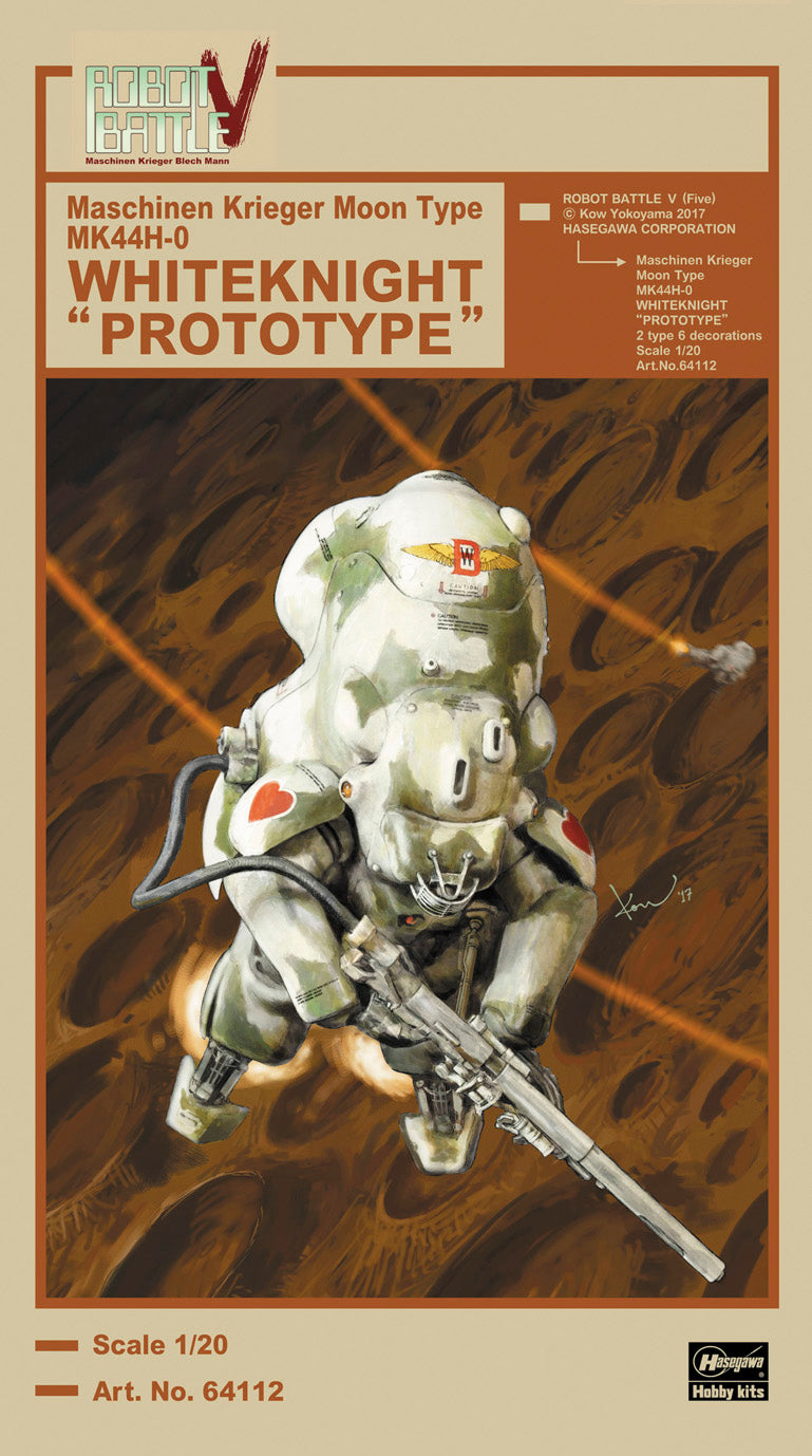 Hasegawa 1/20 Maschinen Krieger Robot Battle V Moon Type MK44H-0 Whiteknight Prototype Kit HA64112