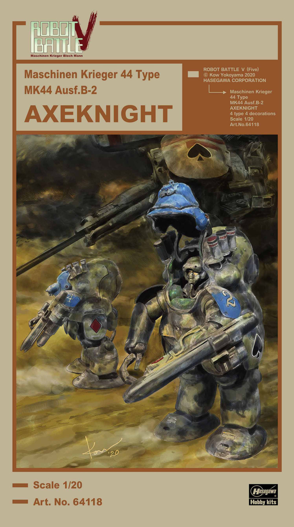 Hasegawa 1/20 Maschinen Krieger 1/20 Robot Battle V 44 Type Mk44 Ausf.B-2 Axeknight Kit HA64118