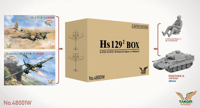 TAKOM 1/48 Hs 129² Big Box Limited Edition (2 aircraft 1 tank + figures) TAK48001W