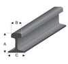 Maquett - Super Styrene Railroad Profile 3.90mm x 1.80mm x 3.50mm 330mm O Scale